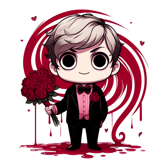 Vampire Valentine's Day Rose Design - DTF Ready To Press - Heat Press Transfer