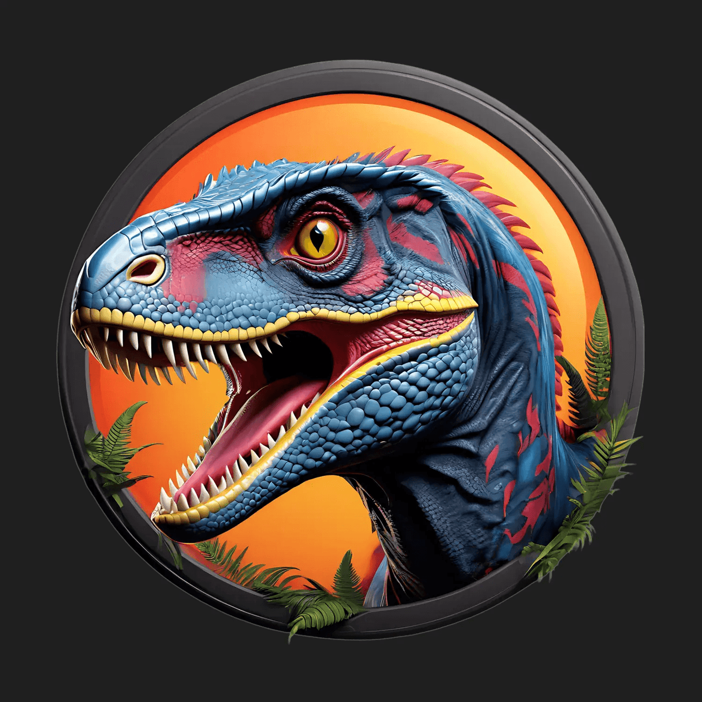 Velociraptor Dinosaur Sticker - Vivid Colors - Heat Press Transfer