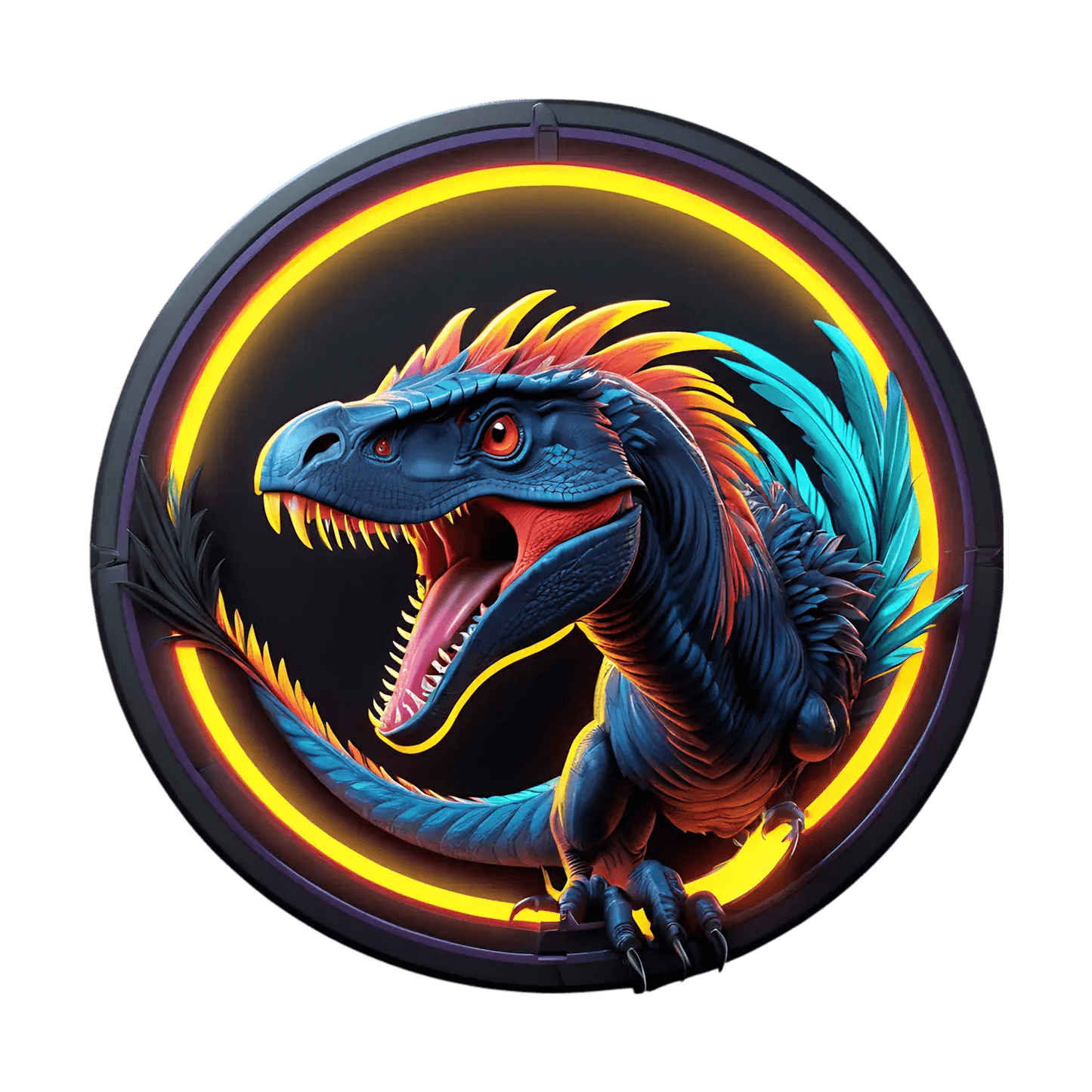 Velociraptor Glow Sticker - Colorful Dinosaur Theme - Heat Press Transfer