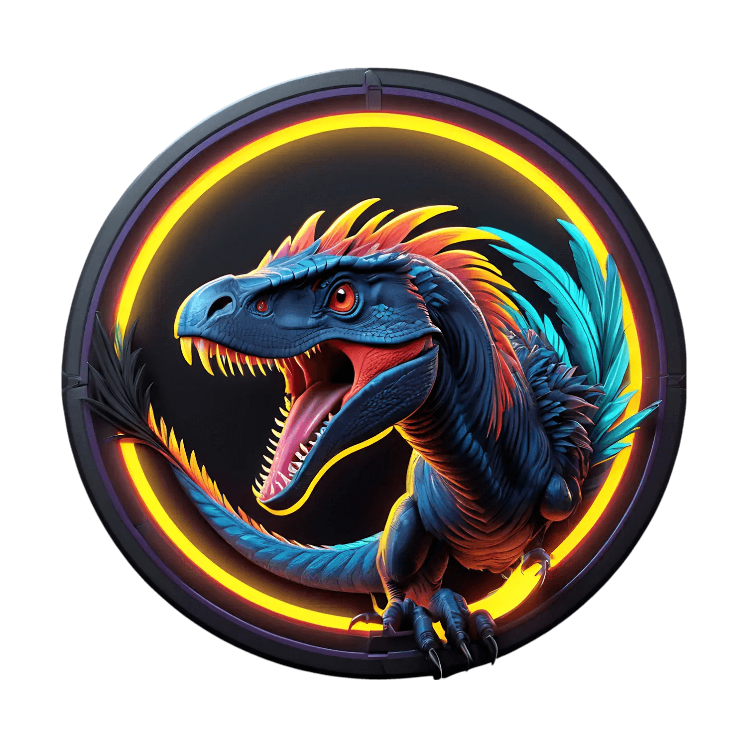 Velociraptor Glow Sticker - Colorful Dinosaur Theme - Heat Press Transfer