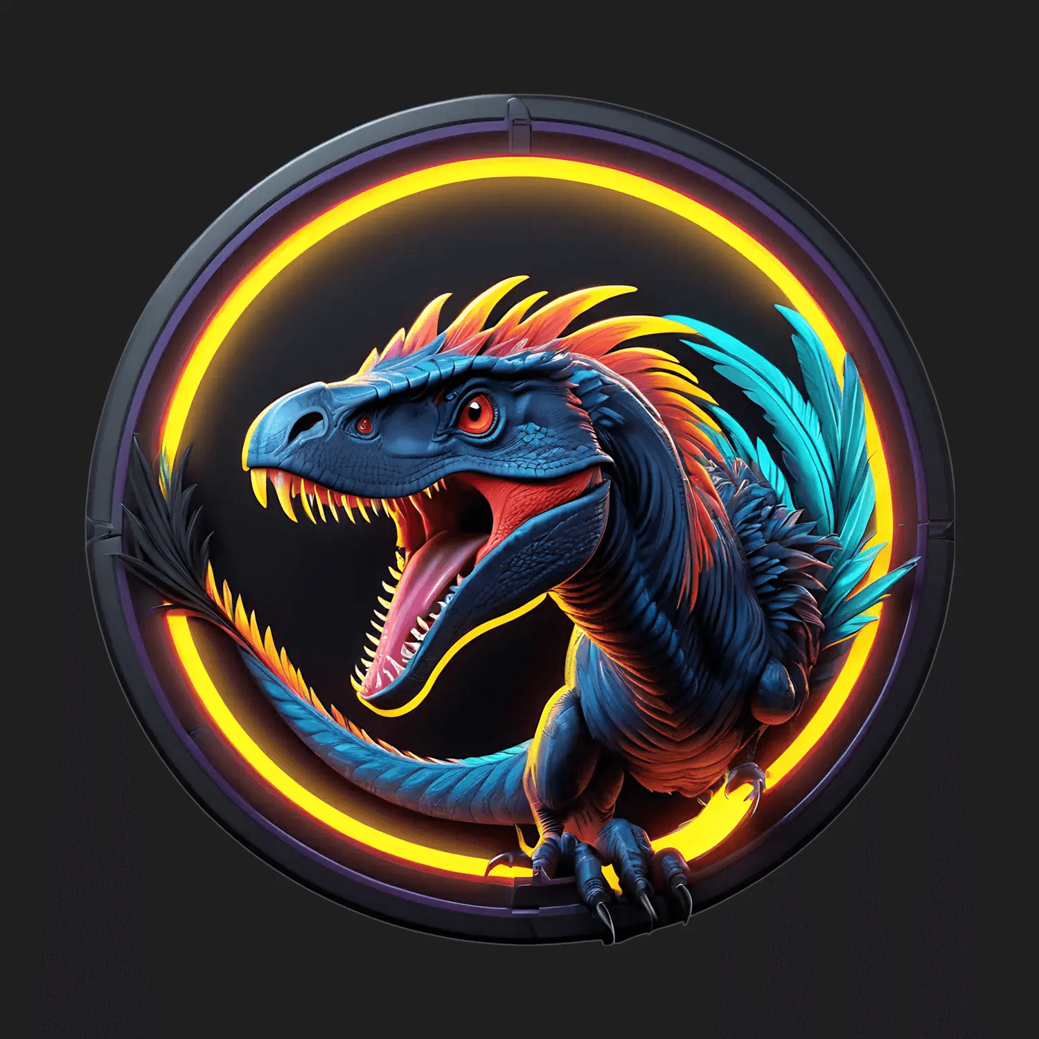 Velociraptor Glow Sticker - Colorful Dinosaur Theme - Heat Press Transfer