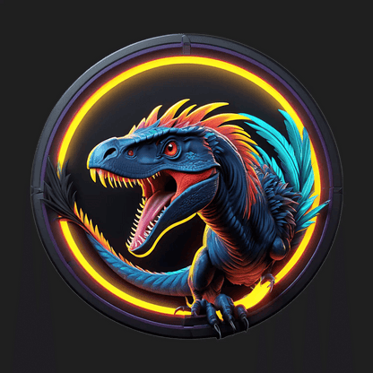 Velociraptor Glow Sticker - Colorful Dinosaur Theme - Heat Press Transfer