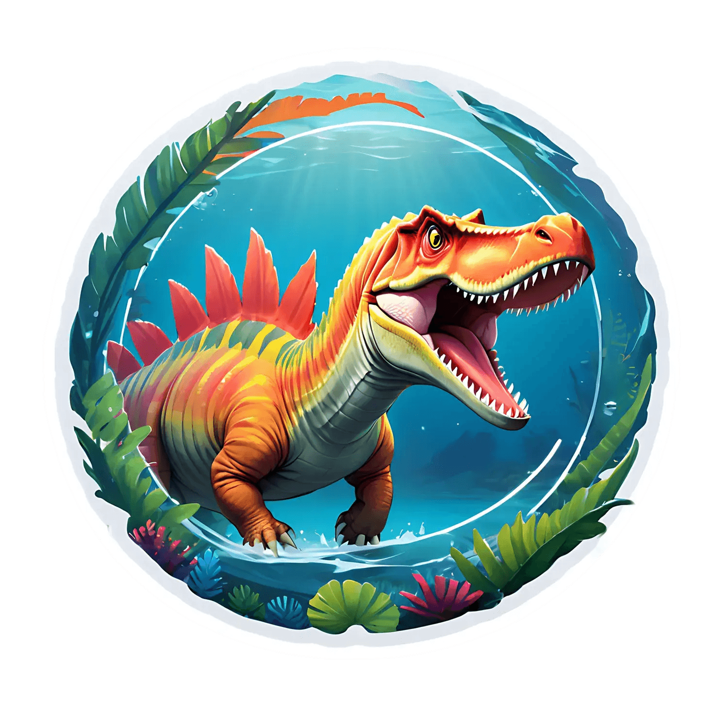 Vibrant Dinosaur Sticker - Colorful T-Rex Design - Heat Press Transfer