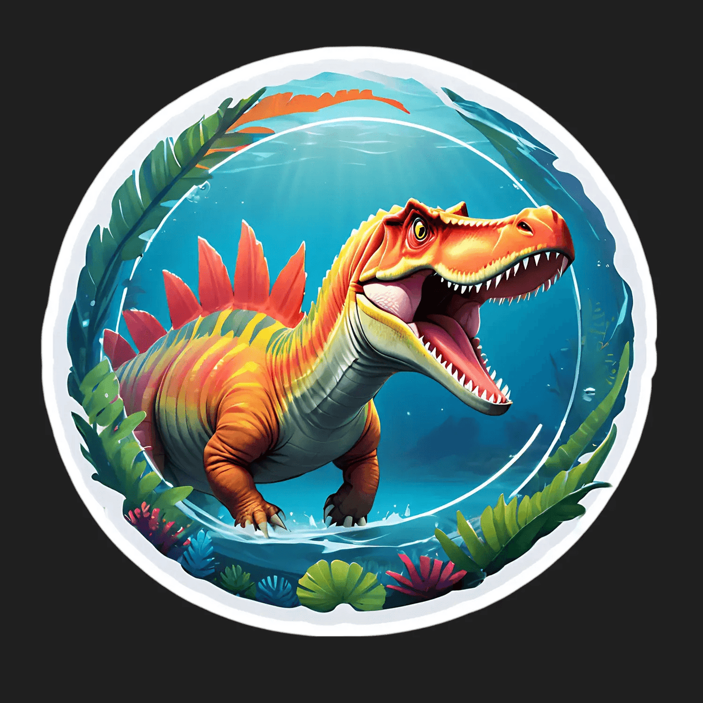 Vibrant Dinosaur Sticker - Colorful T-Rex Design - Heat Press Transfer