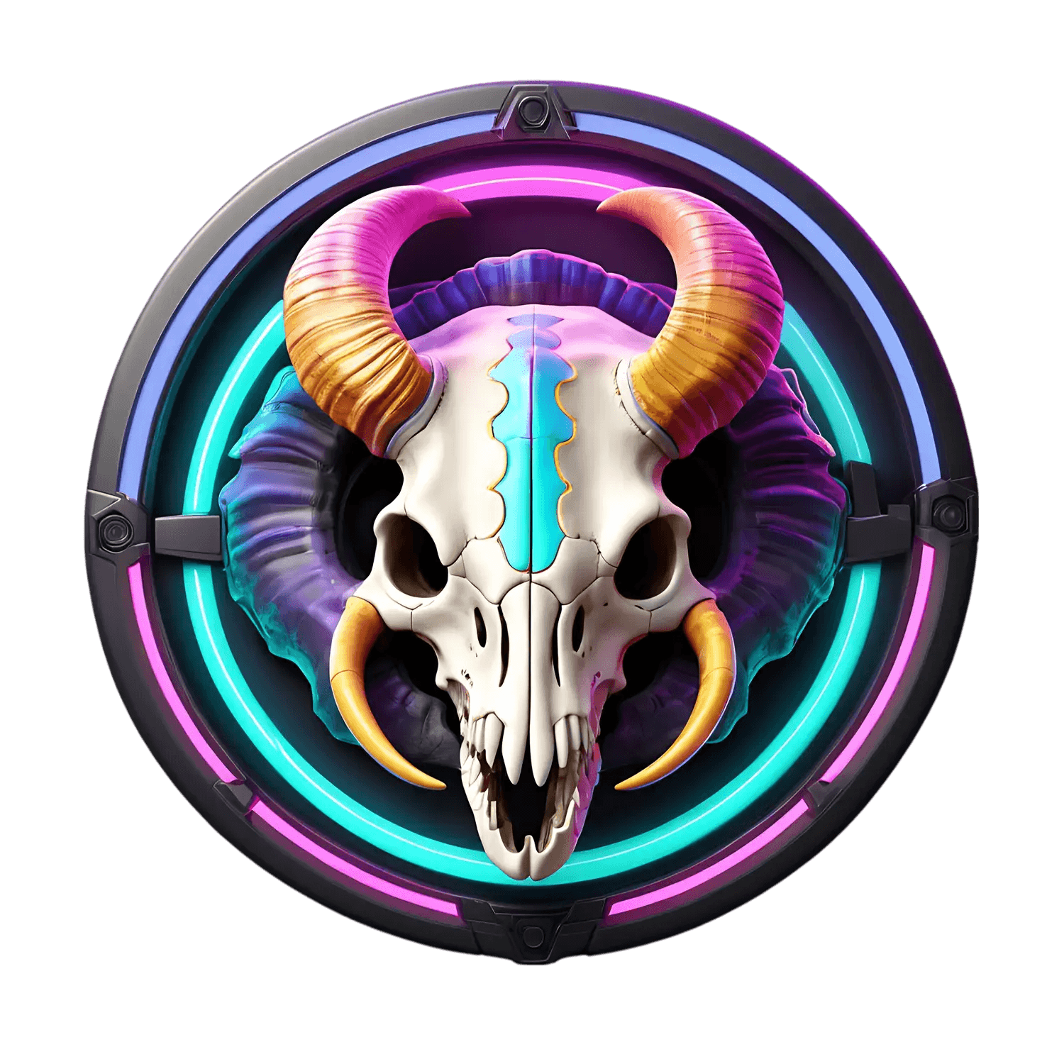 Vibrant Ram Skull - Neon Glow Sticker - Heat Press Transfer