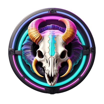 Vibrant Ram Skull - Neon Glow Sticker - Heat Press Transfer