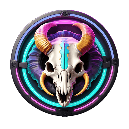 Vibrant Ram Skull - Neon Glow Sticker - Heat Press Transfer