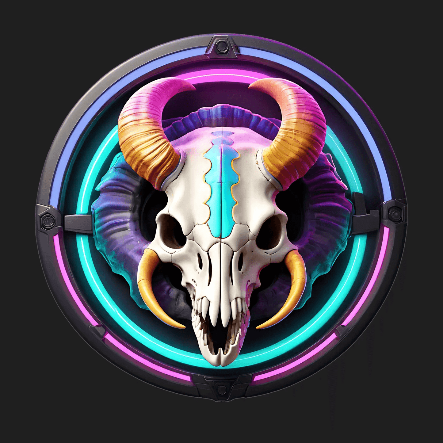 Vibrant Ram Skull - Neon Glow Sticker - Heat Press Transfer