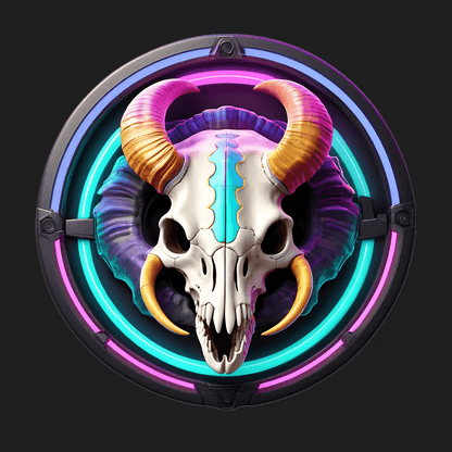 Vibrant Ram Skull - Neon Glow Sticker - Heat Press Transfer