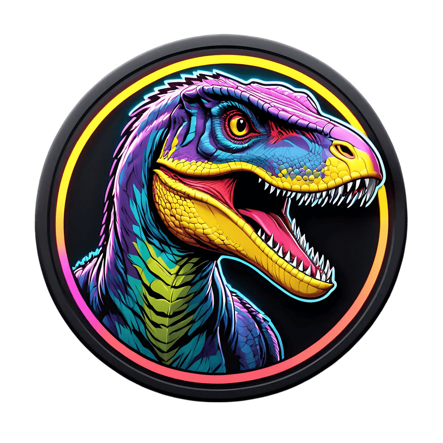 Vibrant Raptor - Colorful Dinosaur Sticker - Heat Press Transfer