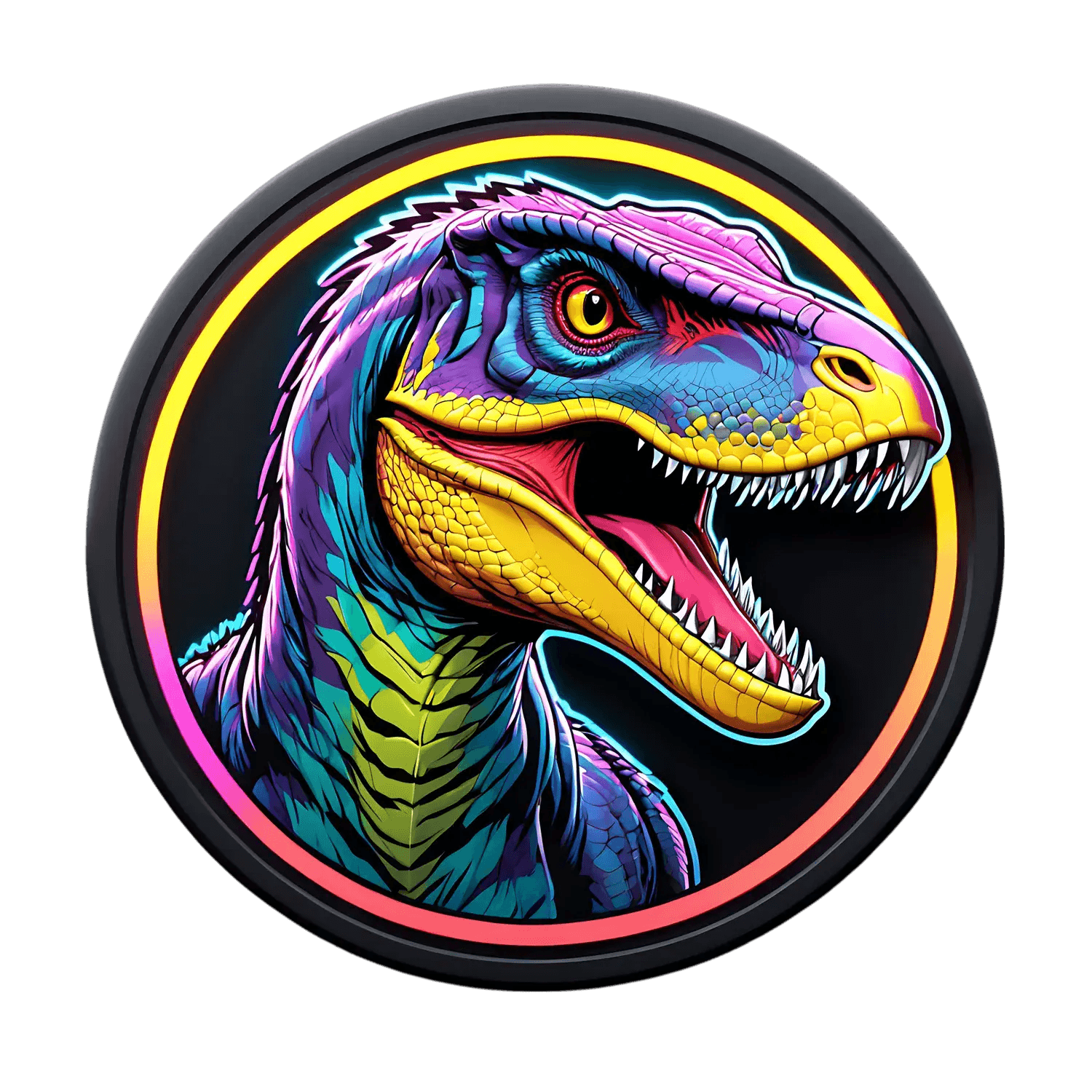 Vibrant Raptor - Colorful Dinosaur Sticker - Heat Press Transfer