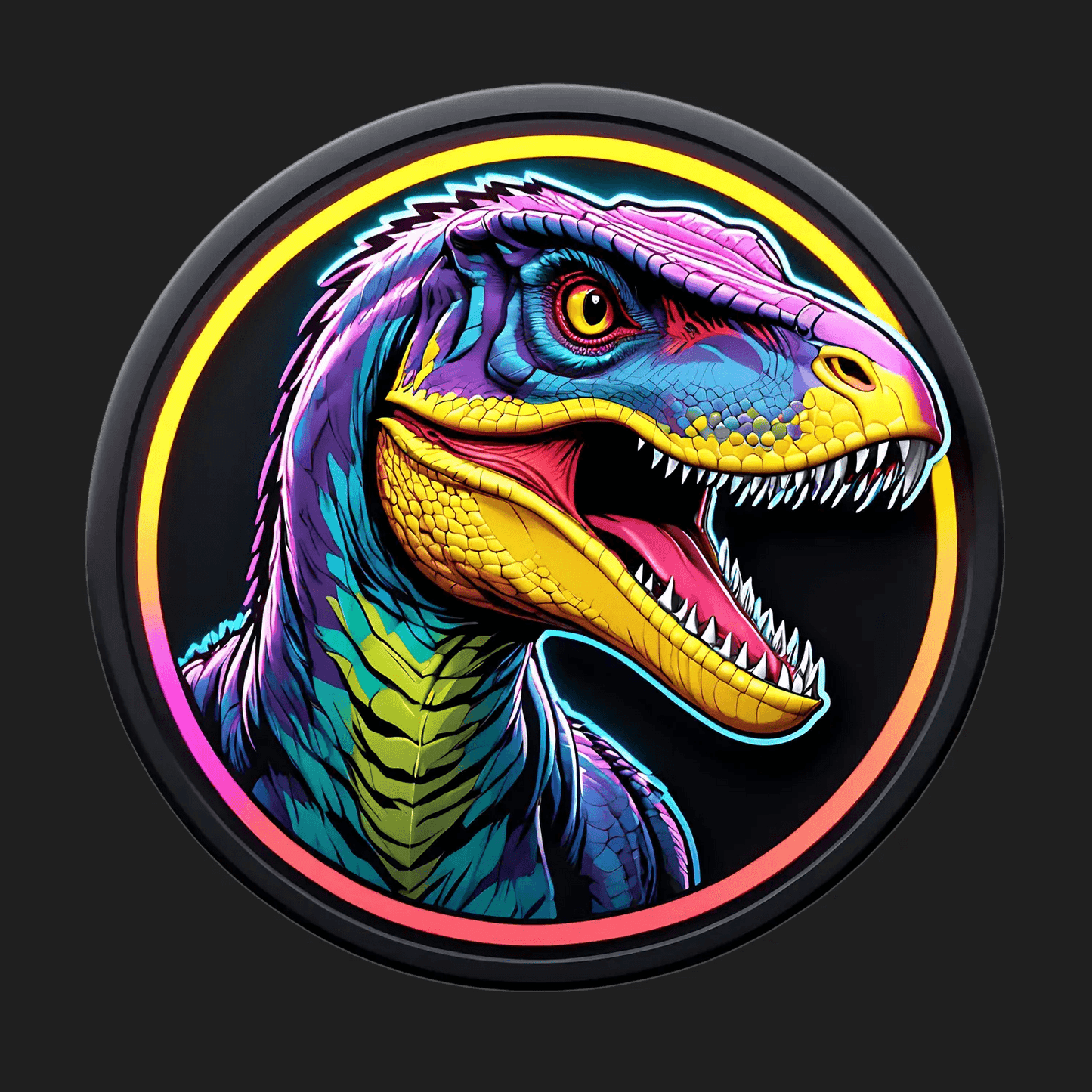 Vibrant Raptor - Colorful Dinosaur Sticker - Heat Press Transfer