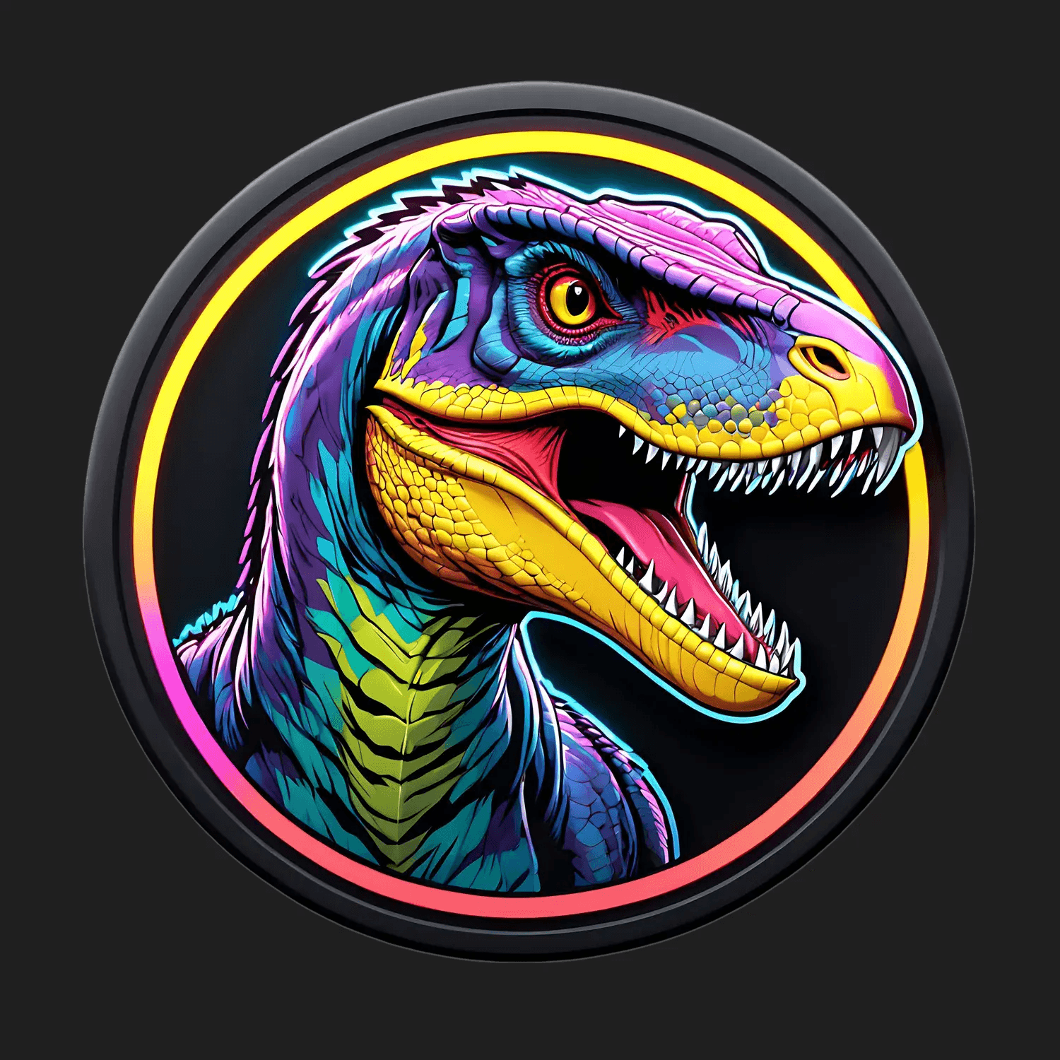Vibrant Raptor - Colorful Dinosaur Sticker - Heat Press Transfer