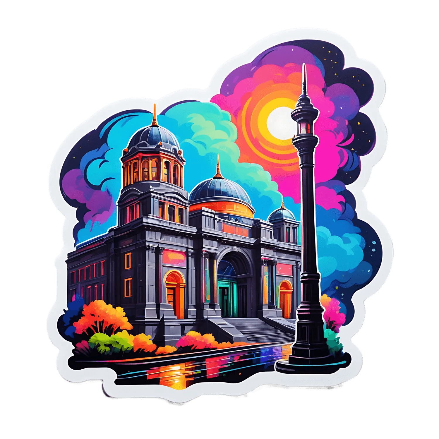 Vibrant Cityscape Sticker - UV DTF - Heat Press Transfer