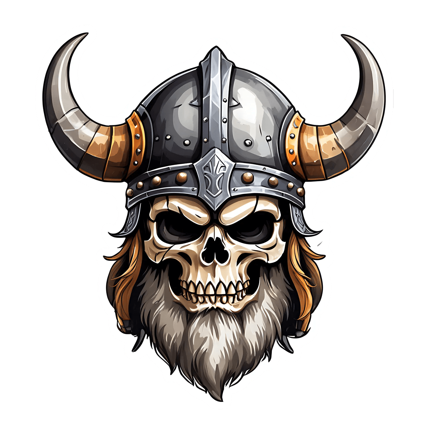 Viking Skull Sticker - UV DTF Adhesive Decal - Heat Press Transfer