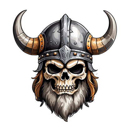 Viking Skull Sticker - UV DTF Adhesive Decal - Heat Press Transfer