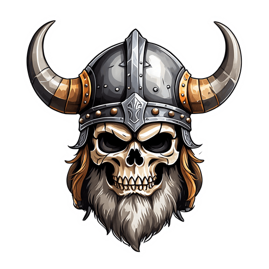 Viking Skull Sticker - UV DTF Adhesive Decal - Heat Press Transfer