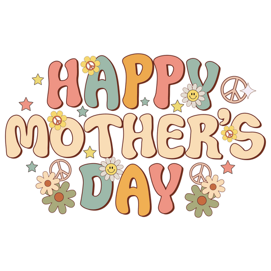 Vintage Happy Mother's Day Design - DTF Ready To Press - Heat Press Transfer