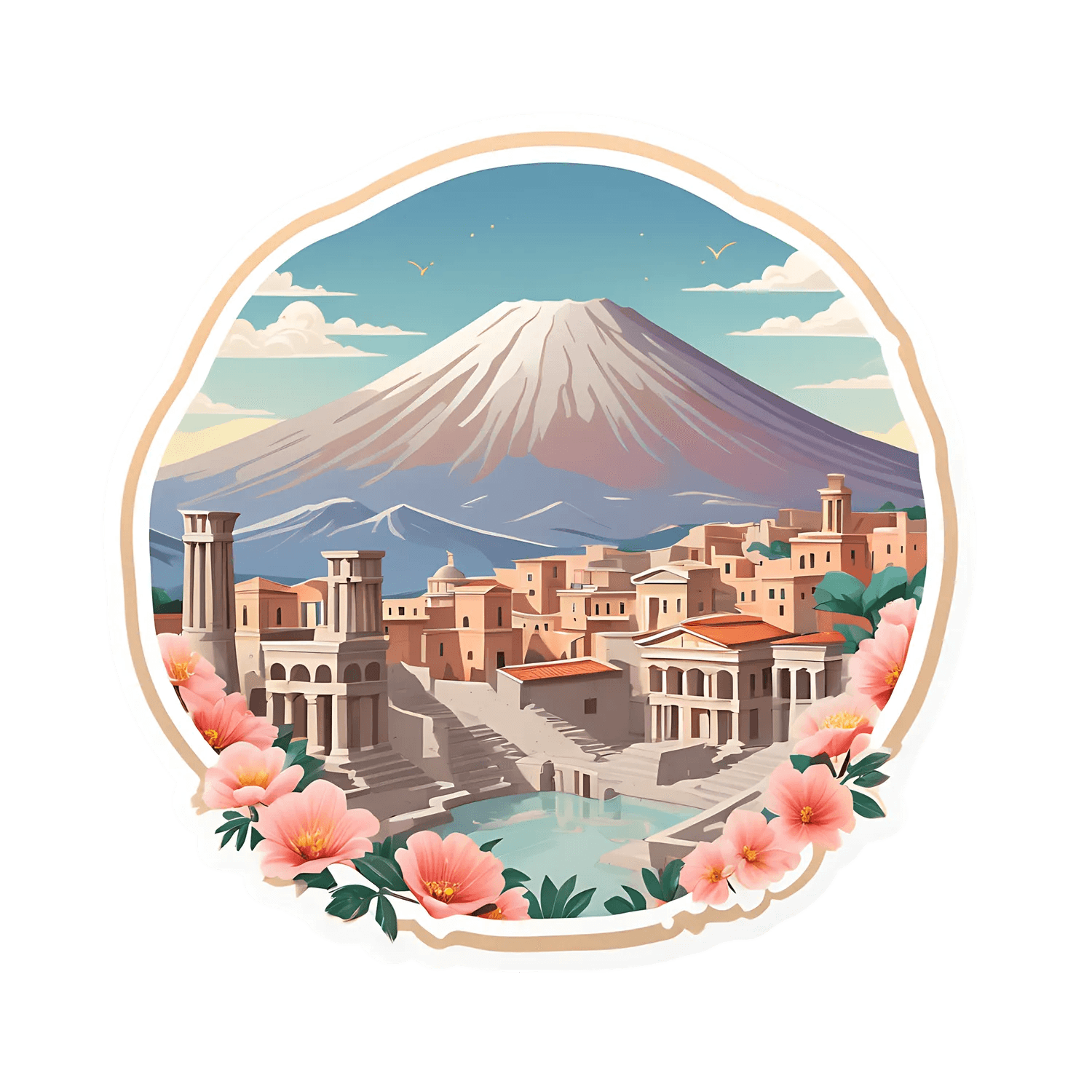 Vintage Pompeii View - Sticker - Heat Press Transfer