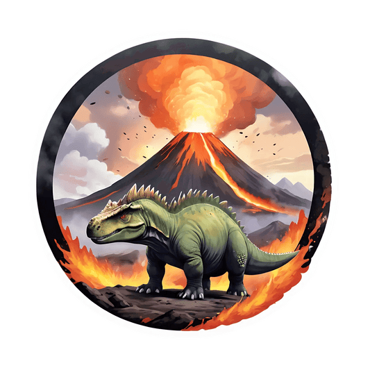 Volcanic Dinosaur Sticker - Eruption Scene - Heat Press Transfer