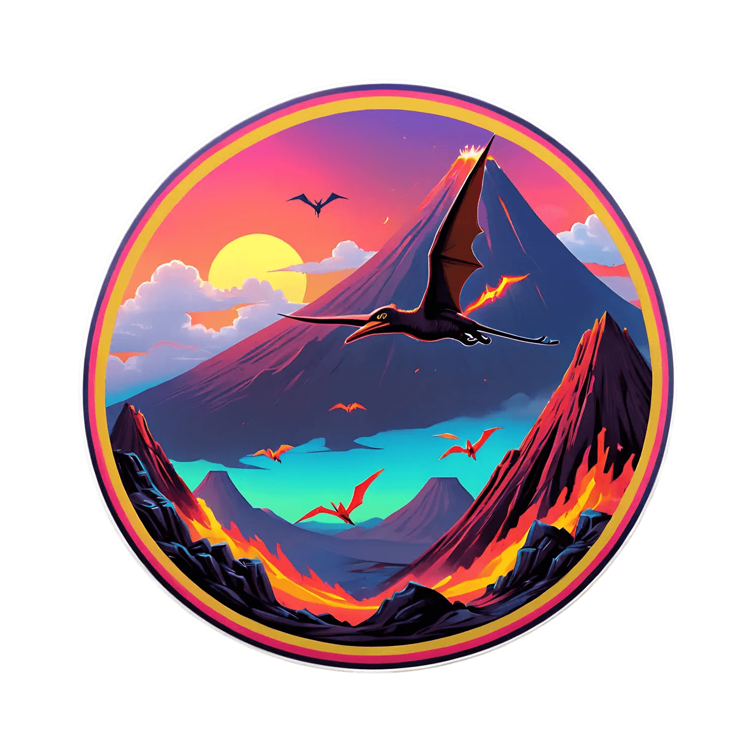 Volcanic Sunset - Pterosaur Sticker - Heat Press Transfer