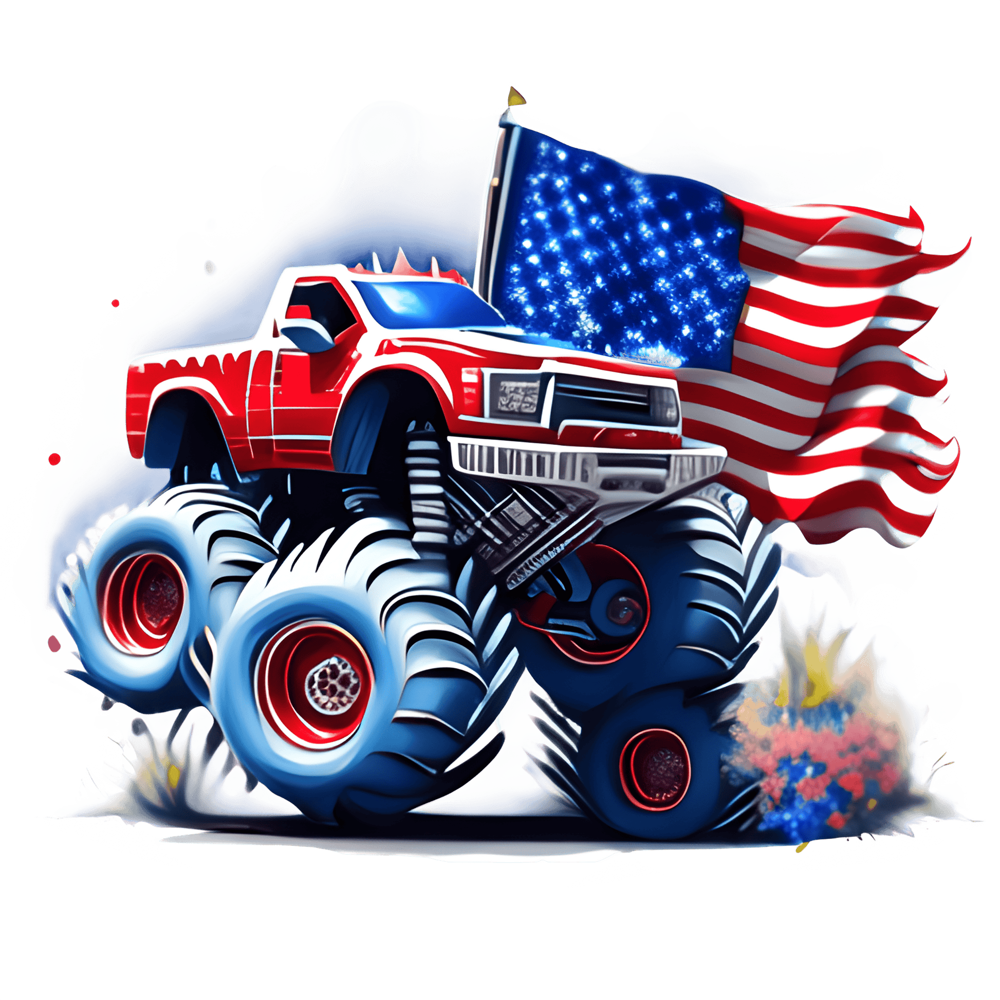 4th Of July Truck Design - DTF Ready To Press - Heat Press Transfer