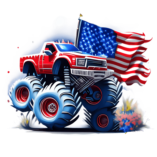 4th Of July Truck Design - DTF Ready To Press - Heat Press Transfer