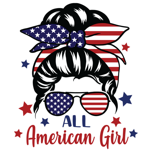 All American Girl Design - DTF Ready To Press - Heat Press Transfer