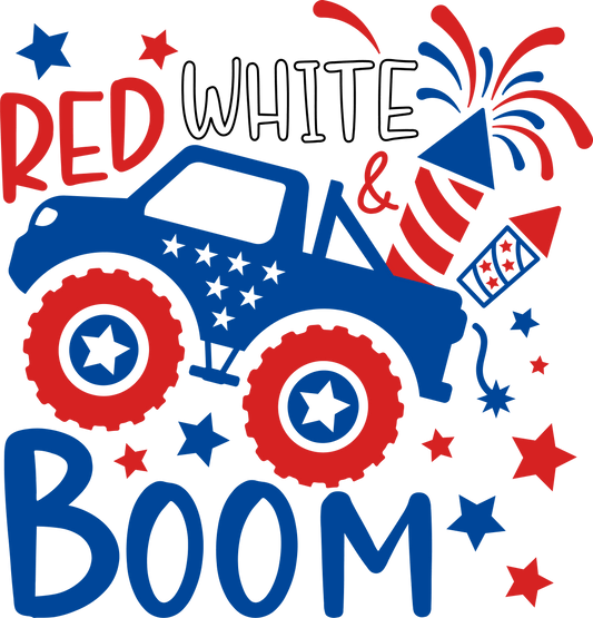 Red White Boom 4th of July Design | Heat Press Transfer - Heat Press Transfer