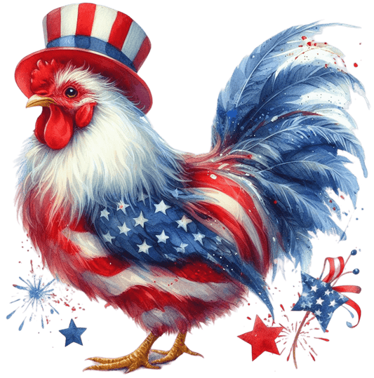 4th Of July Chicken Design - DTF Ready To Press - Heat Press Transfer