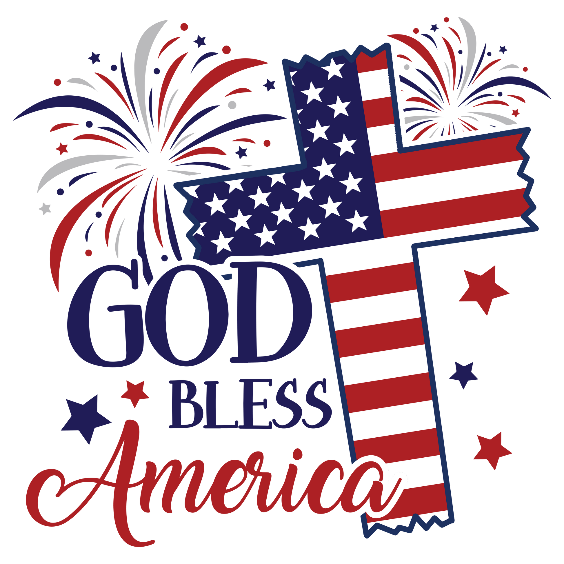 God Bless America Design DTF-Ready Press (V4) | Heat Press Transfer - Heat Press Transfer