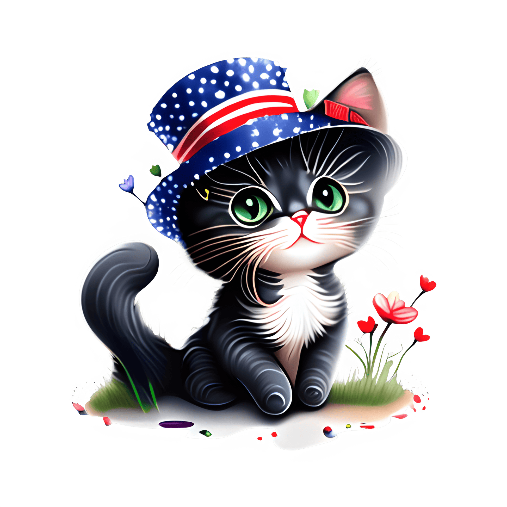 4th Of July Cat Design - DTF Ready To Press - Heat Press Transfer