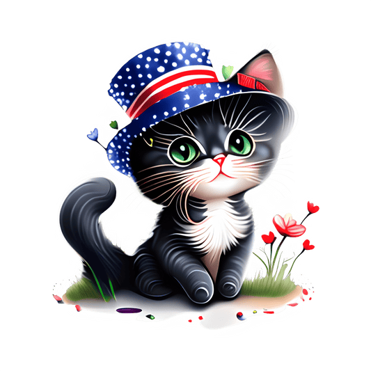 4th Of July Cat Design - DTF Ready To Press - Heat Press Transfer