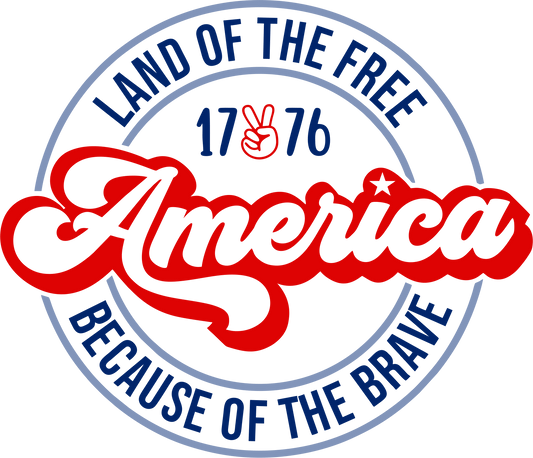 Land Of The Free America Design - DTF Ready To Press - Heat Press Transfer