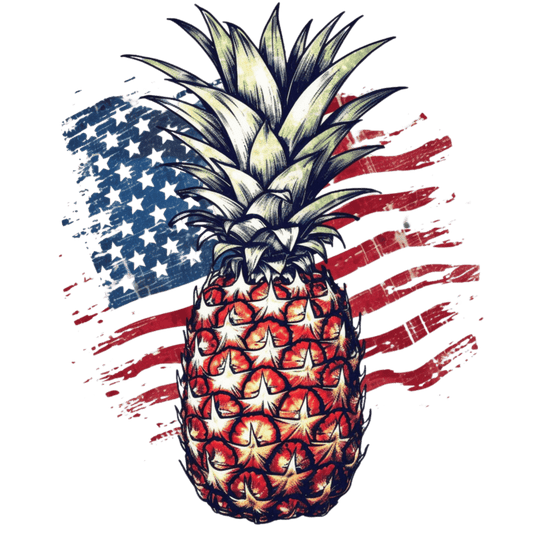 4th Of July Pineapple Design - DTF Ready To Press - Heat Press Transfer