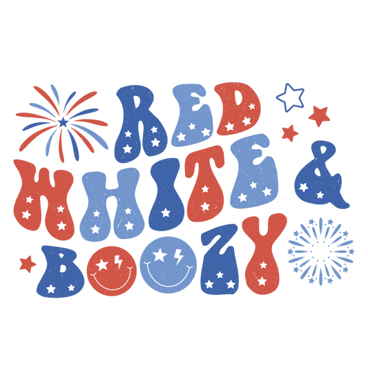 Red White Boozy Design - DTF Ready To Press - Heat Press Transfer