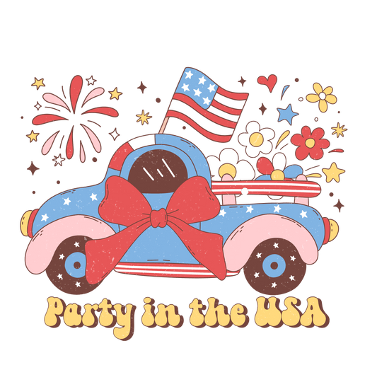 Party in the USA DTF Design - Ready to Press V2 | Heat Press Transfer - Heat Press Transfer