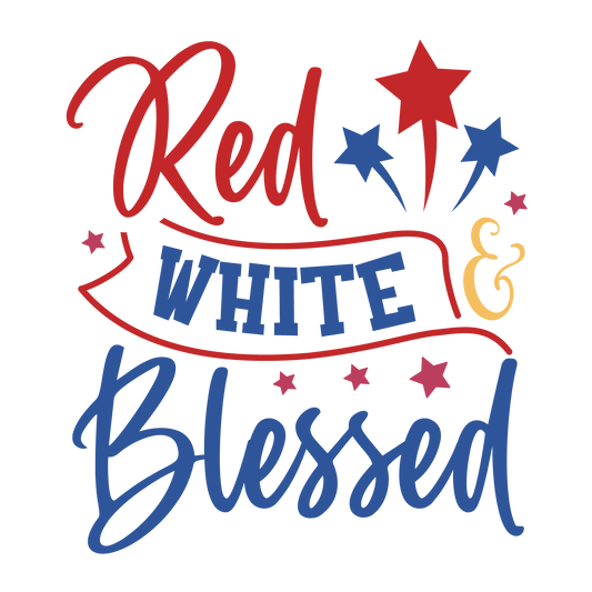 Red White Blessed Design - DTF Ready To Press - Heat Press Transfer