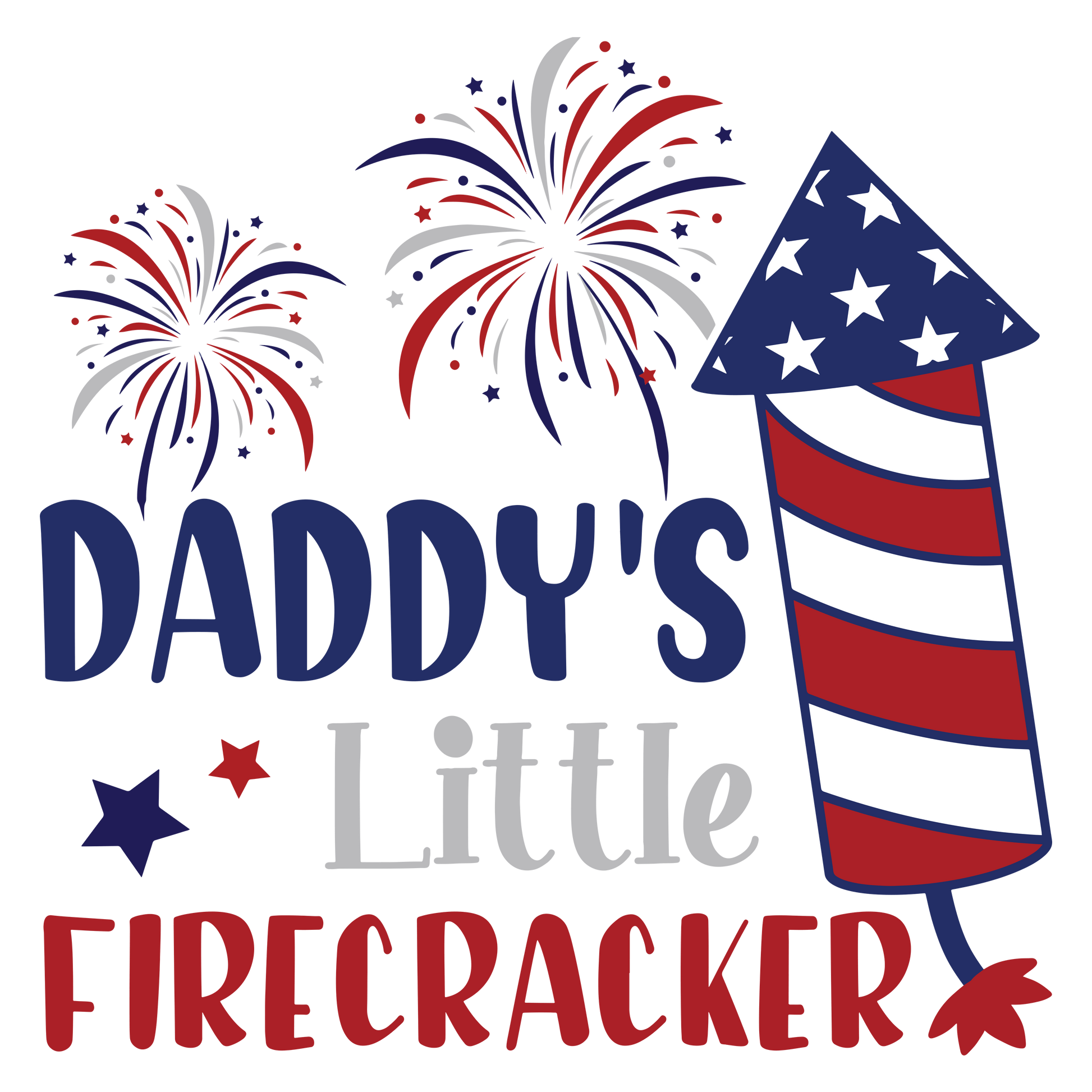 Dady's Little Firecracker Design - DTF Ready To Press - Heat Press Transfer