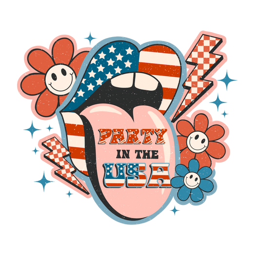 Party in the USA DTF Design - Ready to Press | Heat Press Transfer - Heat Press Transfer