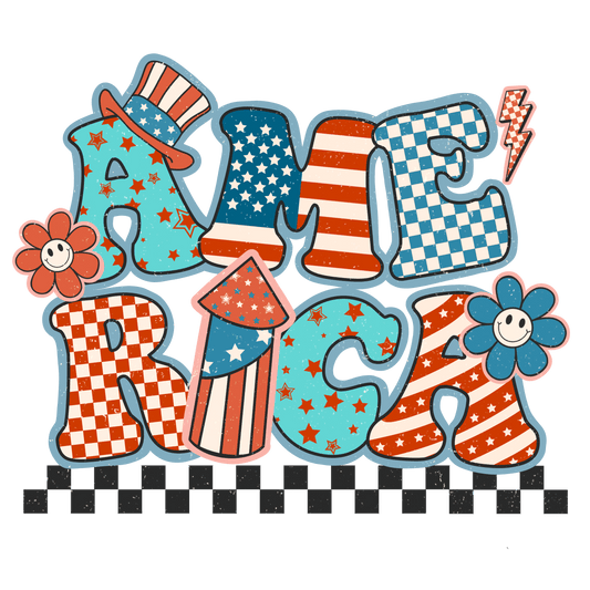 4th of July America Design DTF Ready Press | Heat Press Transfer - Heat Press Transfer