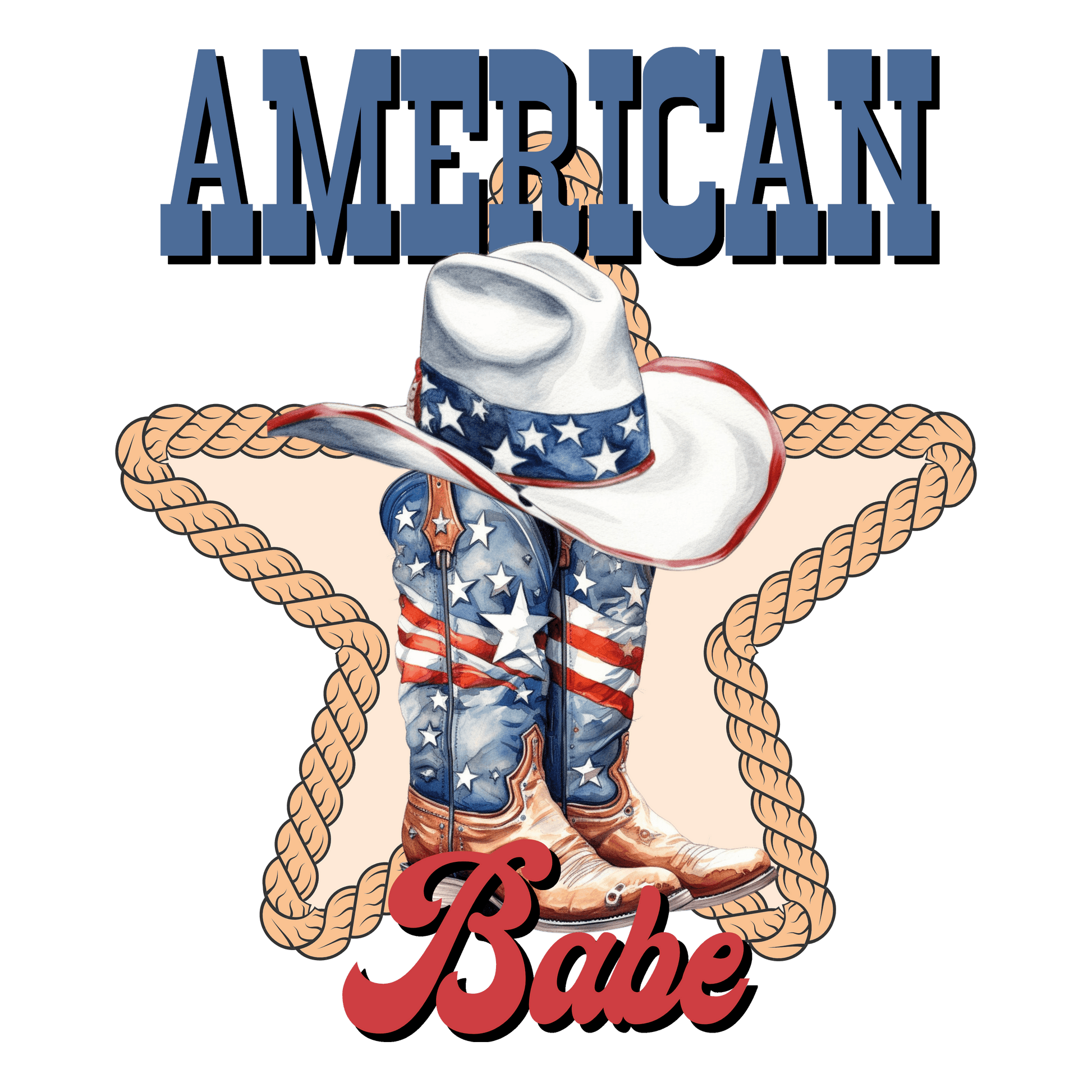 American Babe 4th Of July Design - DTF Ready To Press - Heat Press Transfer
