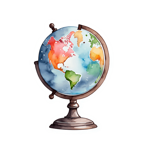 Watercolor Globe Sticker - Vibrant Desk Decor - Heat Press Transfer