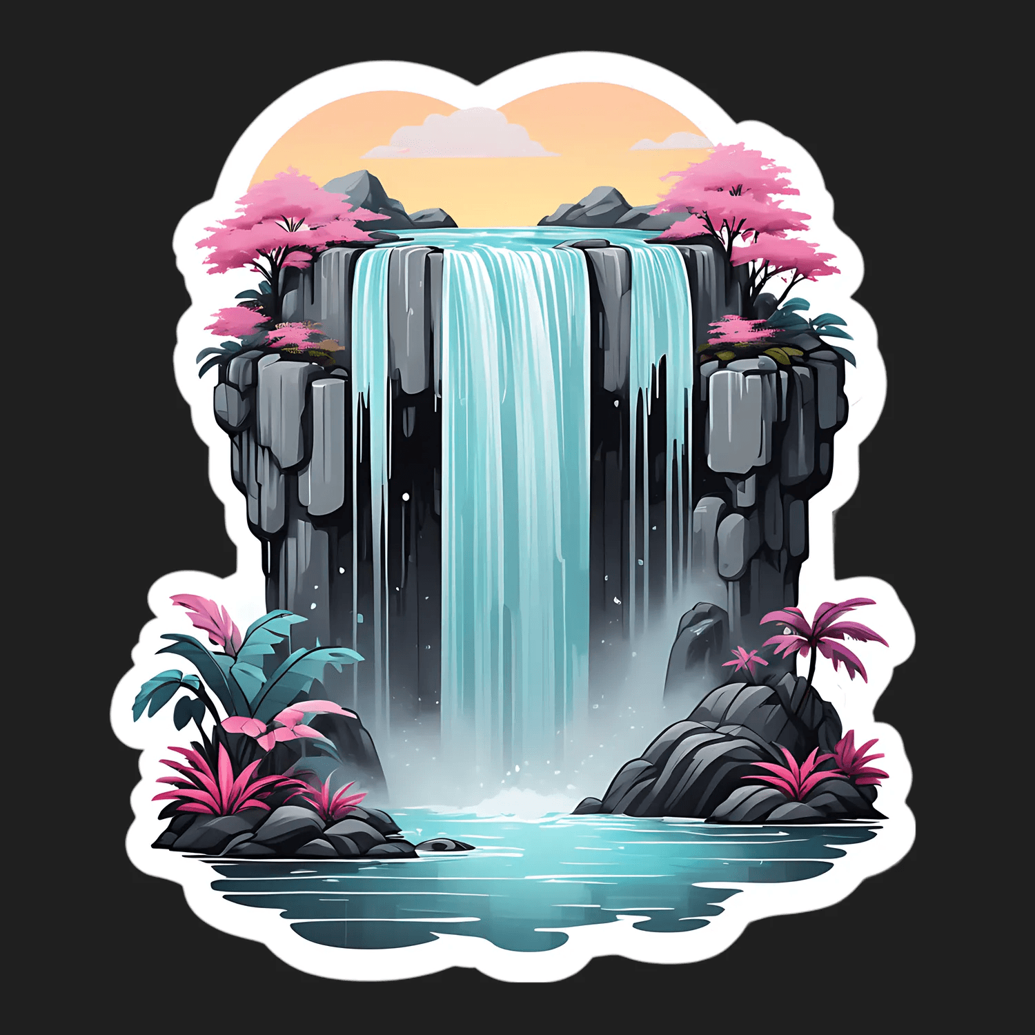 Waterfall Paradise - UV DTF Sticker - Heat Press Transfer