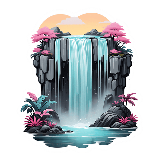Waterfall Paradise - UV DTF Sticker - Heat Press Transfer
