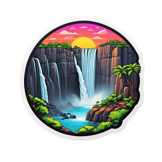 Waterfall Sunset - Paradise Sticker - Heat Press Transfer