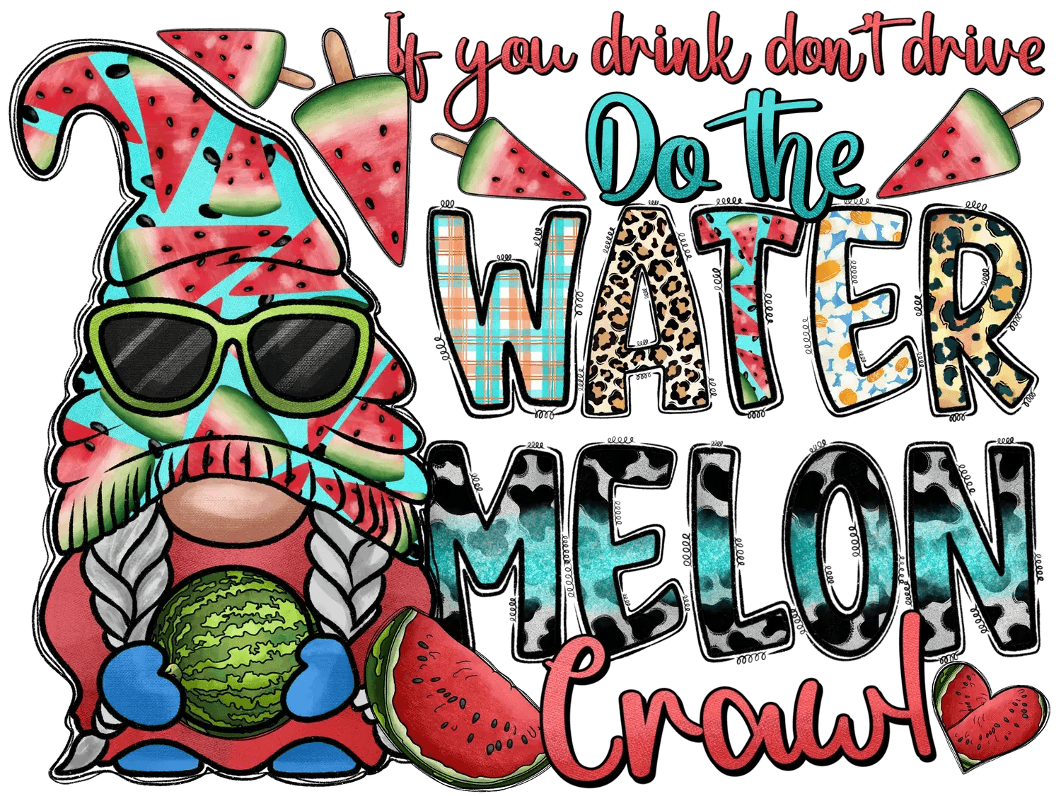 Watermelon Crawl - DTF Ready to Press - Heat Press Transfer