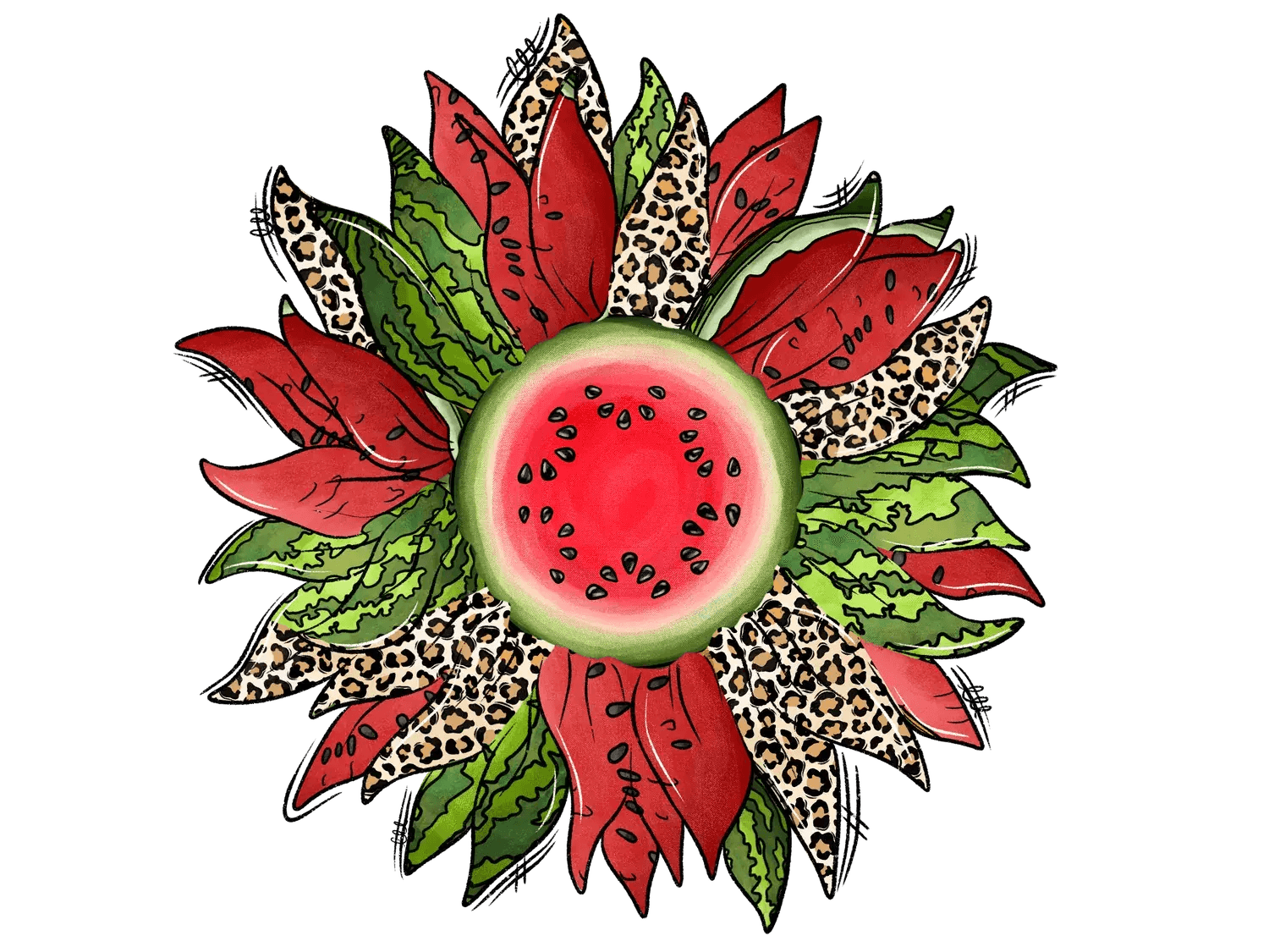 Watermelon Leopard Print - DTF Ready to Press - Heat Press Transfer