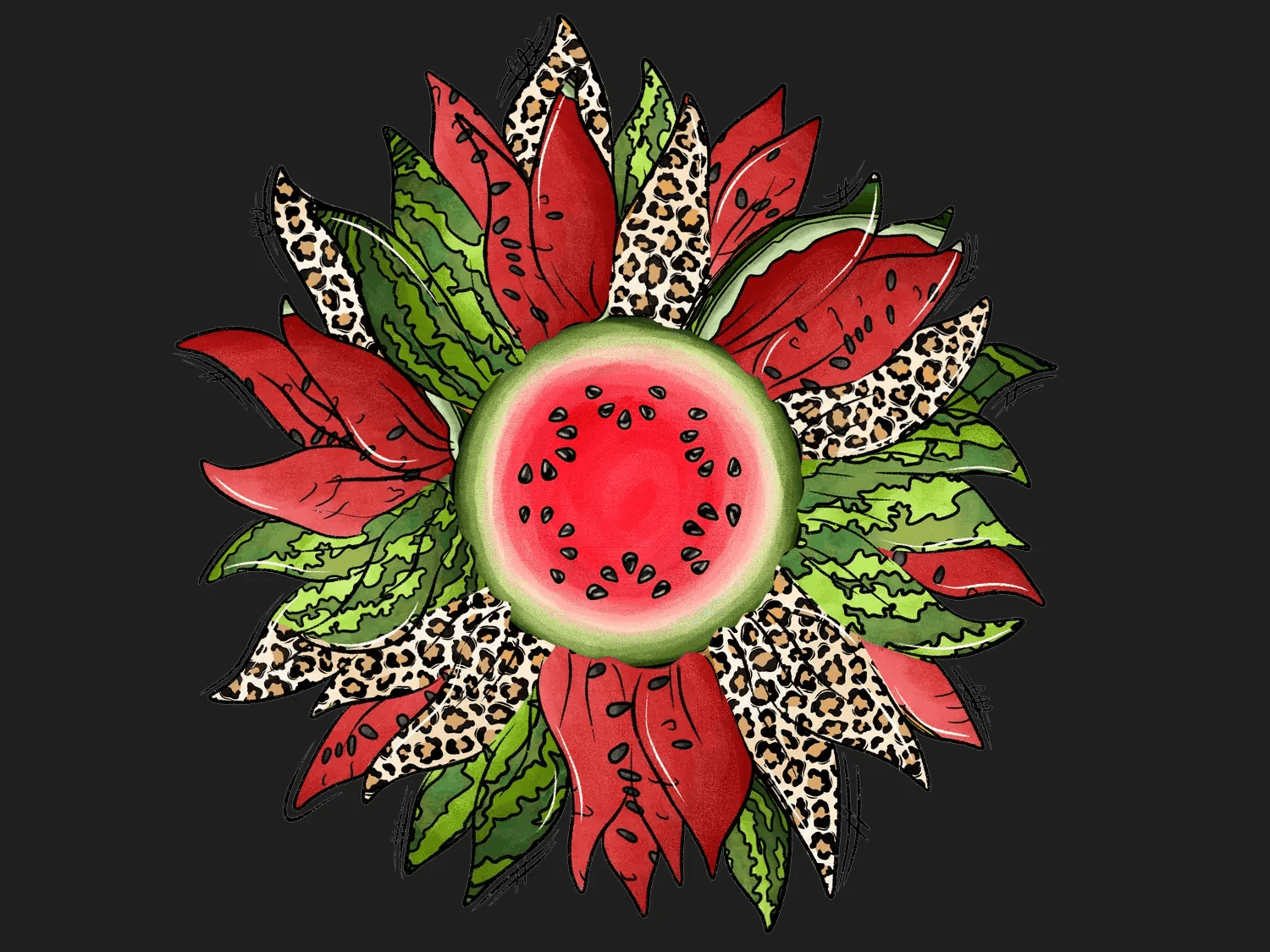 Watermelon Leopard Print - DTF Ready to Press - Heat Press Transfer