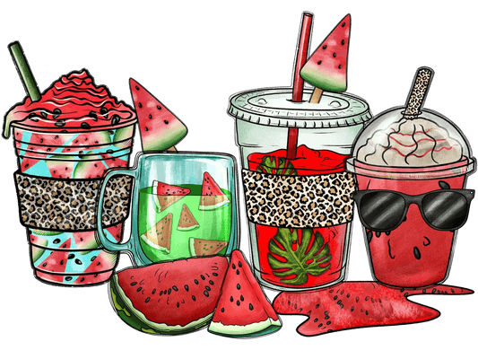 Watermelon Summer Drinks - DTF Ready to Press - Heat Press Transfer